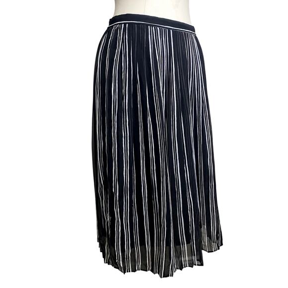 Gothic Sheer Stripe Pleated Emo Beetlejuice Midi Skirt - Picture 2 of 9